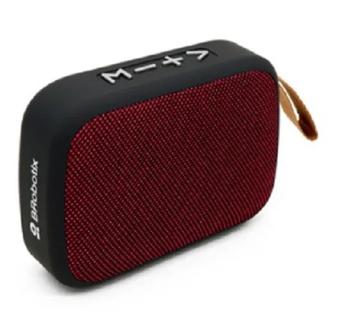 Bocina Bluetooth - Inalambrica, Recargable, Stereo C/radio FM, Lector Usb Y Micro Usb, Portatil, Antideslizante, Negro/rojo, C/correa, Brobotix