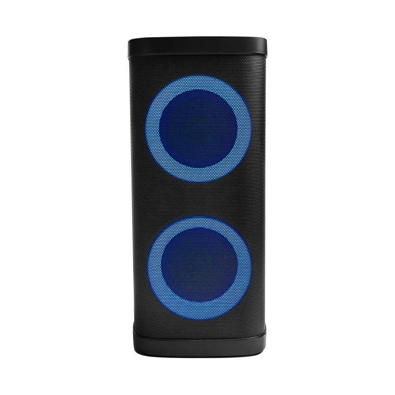 Bocina Vorago KSP-580 Bafle Karaoke speaker - Pantalla LCD, dos altavoces de 6.5 y 2 tweeters, aros con RGB, Micro SD, Bluetooth 5.0 Negro