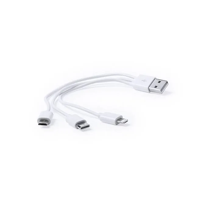 Cable 3 en 1 . 1 metro de largo . Con entrada USB A - USB C y MICRO USB DB-G-3.1 DBUGG Blanco
