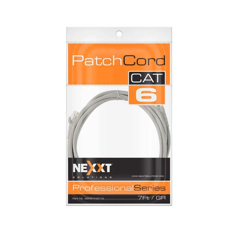 Cable patch cord Cat.6 UTP - multifilar, con revestimiento tipo CM, 2.31M, Gris 24AWG NEXXT AB361NXT12