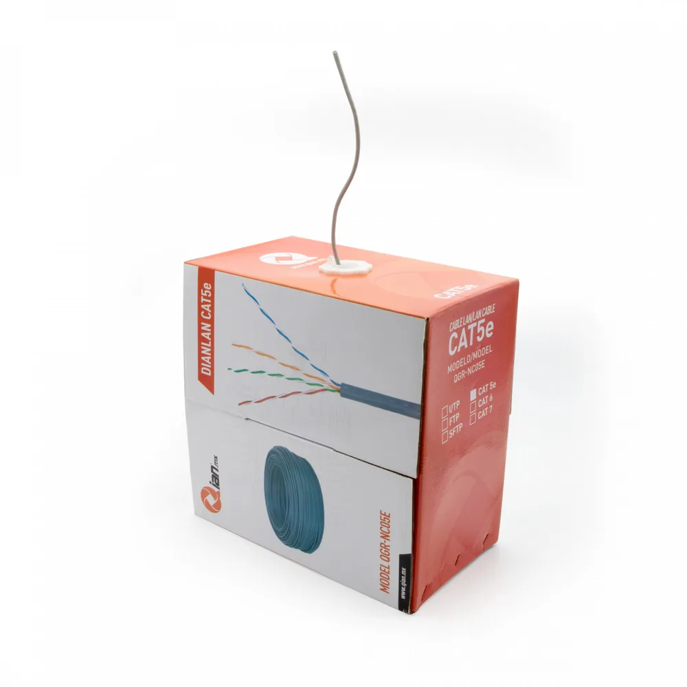 Bobina de Cable UTP QIAN QHR-CAT5E DIANLAN - CAT5E, AZUL, 24 AWG INTERIOR 305m