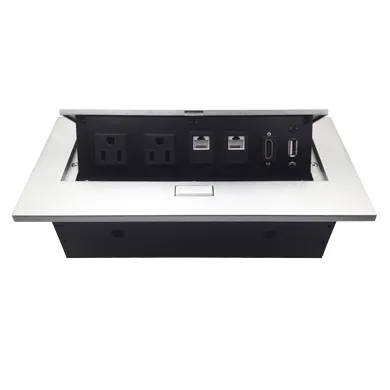 Caja de Mesa - RJ45 Cat 6, HDMI, USB V2.0, Nema 5-15R, Plata, BROBOTIX 171224