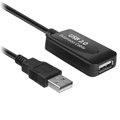 Cable de Extensión Activa USB de Alta Velocidad USB A Macho/USB A Hembra - 10 m, Repetidor integrado V2.0, Brobotix (963869) Negro