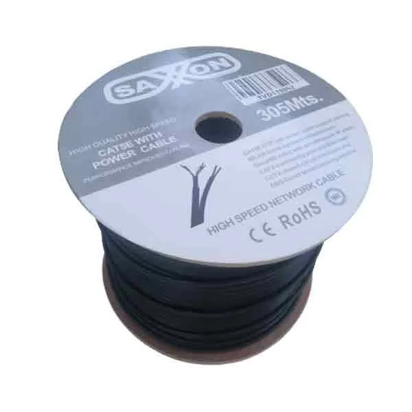 Bobina de cable para uso exterior - especial para conexión de cámaras, cable de aluminio revestido de cobre SAXXON Negro OUTP5ECCAEXT2E