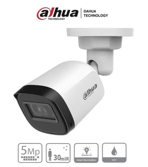 DAHUA HAC-B1A51-U-28 - Cámara Bullet de 5 Megapixeles/ Lente 2.8 mm/ 106 Grados de Apertura/ IR de 30 Mts/ IP67/ Soporta: CVI/CVBS/AHD/TVI Dahua