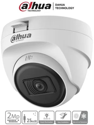Camara DAHUA HAC-T1A21N-U-28 - Cámara Domo de 2 Megapixeles - Lente 2.8 mm, 100 Grados de Apertura, Smart ir 25 Mts, Uso Interior, CVI, TVI, AHD,