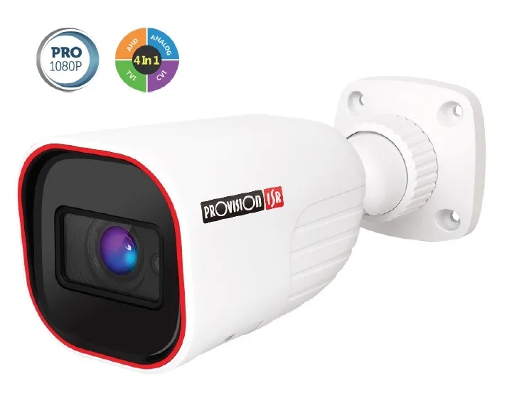 Camara bala AHD 2 MP(AHD/TVI/VCI) - 700 TVL (CVBS), Lente fijo 2.8mm (88°), IR hasta 40 mts, BLC, HLC, CoC, IP67 PROVISION-ISR 1920 x 1080 Pixeles