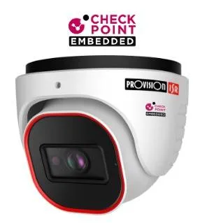 Camara domo IP 4 MP - Lente 2.8mm (96°), de dia detecta hasta 60 mts/Reconoce:12 mts/Idetifica: 6 mts, IR hasta 20 mts, RF, microfono, CheckPoint,