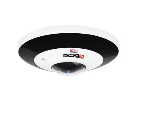 Cámara fisheye IP 6 MP - Lente 1, 65 mm (360° for Ceiling Mount / 180° For Wall Mount), de dia detecta hasta 90 mts, DDA, microfono, WDR, IP67