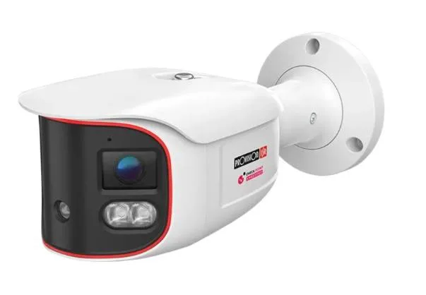 Cámara Bala panorámica IP 8 MP - Lente 2.8mm (180°), de dia detecta hasta 20 mts, IR hasta 20 mts, LED híbrido, DDA2, Microfono incorporado, WDR,