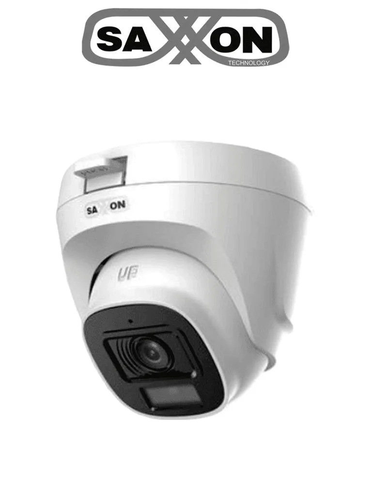 SAXXON SUA-HAC-T20P-0280B- Cámara Turret de 2 Megapíxeles/ Lente de 2.8 mm con Visión de Apertura de Hasta 100°/ Policarbonato/ IR de Hasta 20m