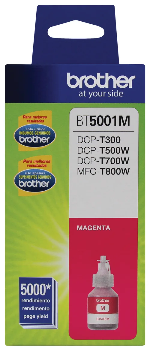 Botella de tinta Brother BT5001M magenta - rendimiento aproximado 5, 000 páginas, compatible con DCPT220, DCPT520DW, DCPT720DW, MFCT920DW