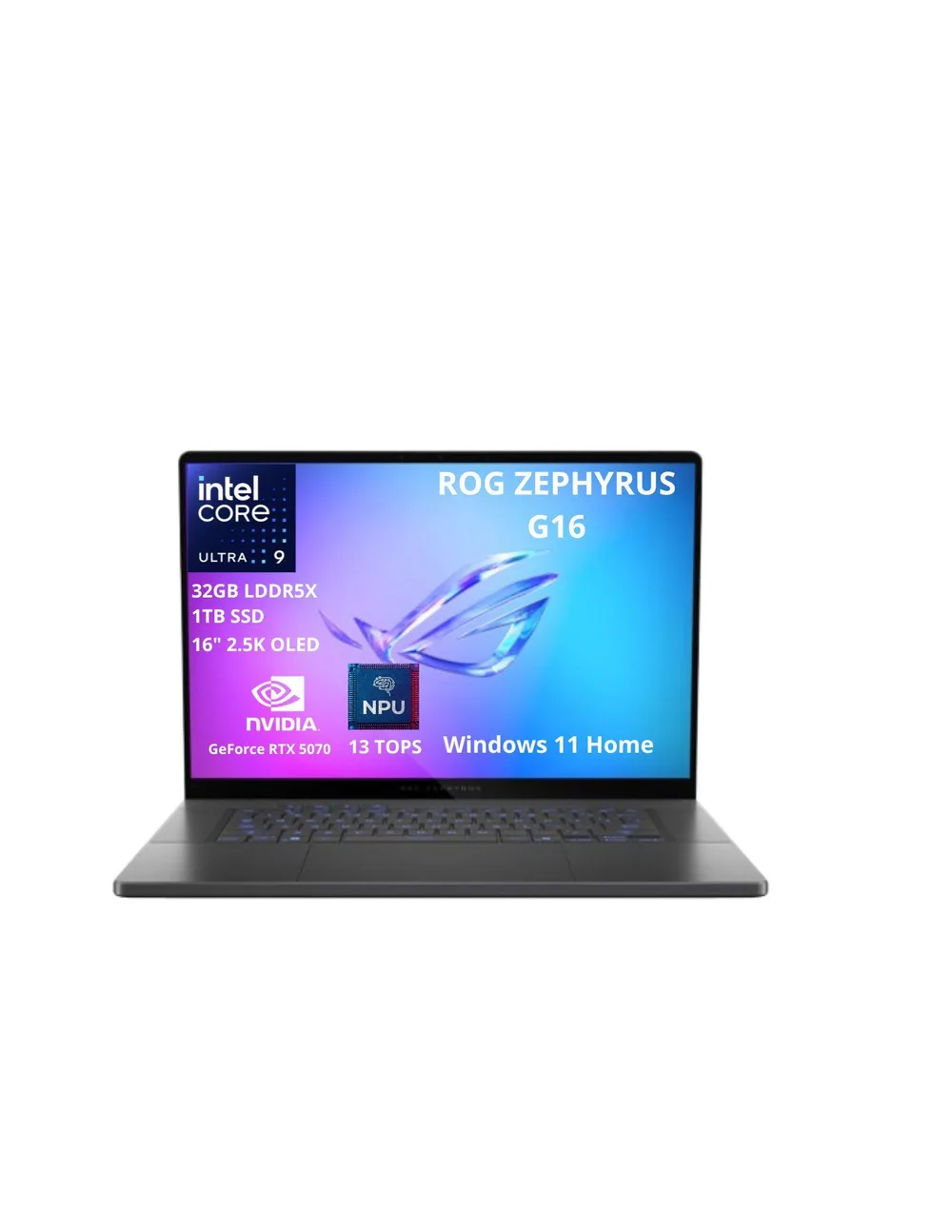 ASUS ROG ZEPHYRUS G16 Intel Core Ultra 9 Processor 285H - 32GB LPDDR5X, 1TB SSD, 16 pulgadas 2.5K Win 11 HOME Asus Business GU605CP-QR020W 32 GB
