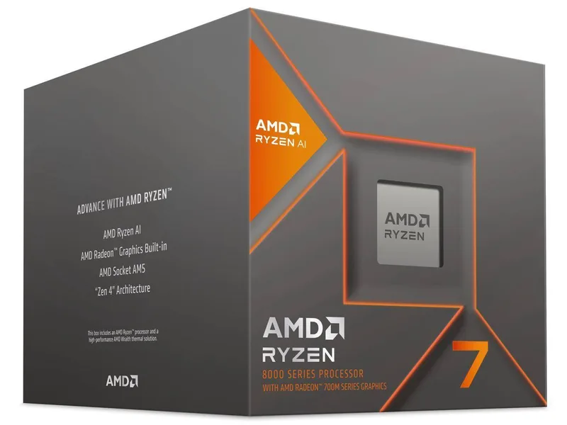 AMD RYZEN 7 8700G - 8 núcleos, Socket AM5, Con Ventilador, Con Gráficos Incluidos 16 MB 100-100001236BOX