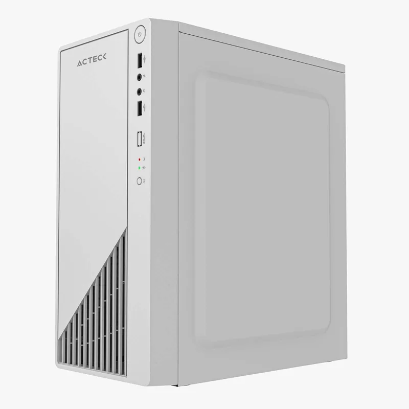 Gabinete Mini Torre Acteck KIOTO GC220F ESSENTIAL SERIES Factor de forma: Mini Torre - Tarjetas madre compatibles: Micro ATX y Mini ITX Blanco
