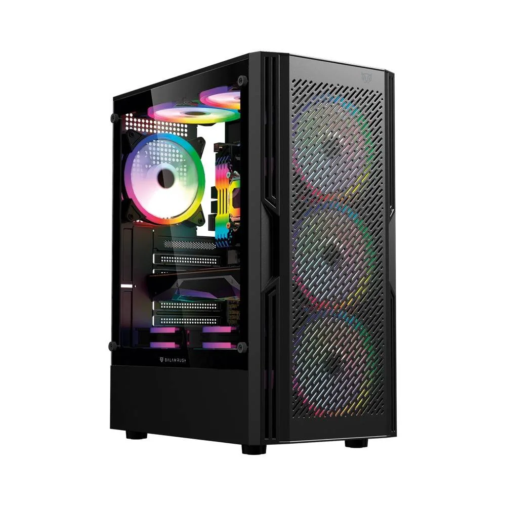 Gabinete Gamer Media Torre ATX DRAGONFLY VENTRA GM570 Factor: ATX - Micro Atx - Mini ITX Balam Rush Negro BR-943956