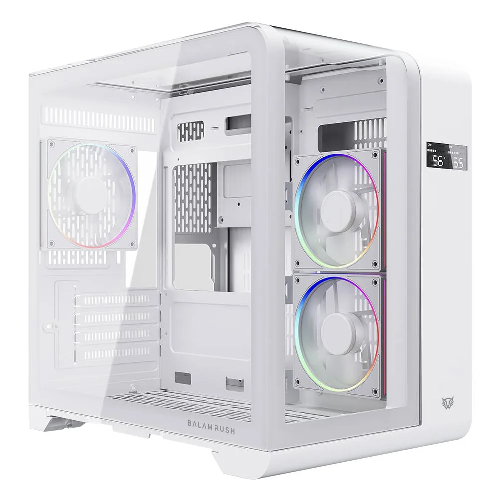 Gabinete Gamer Mini Torre con Display Tank Expert Curve 6400 Balam Rush Blanco BR-941624