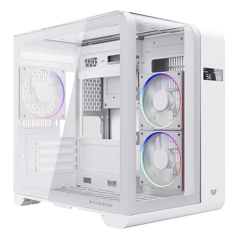Gabinete Gamer Mini Torre con Display Tank Expert Curve 6400 Balam Rush Blanco BR-941624