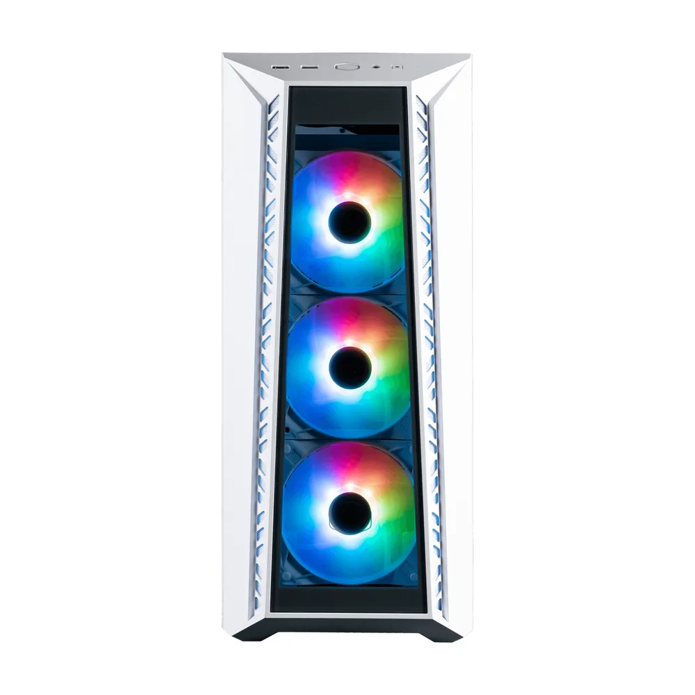 Gabinete COOLER MASTER MB520-WGNN-S01 MasterBox MB520 ARGB con Ventana - panel frontal de vidrio templado, tres ventiladores CF120 ARGB incluidos