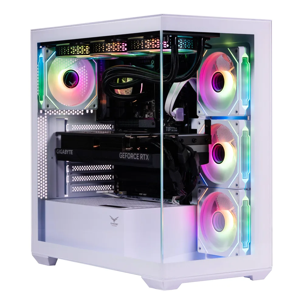 NACEB GABINETE GAMER MEDIA TORRE CRISTAL TEMPLADO ATX - MICROATX, VENTILADORES 3 Frontales, 1 Posterior BLANCO, USB 3.0 x2 HD Audio/Micrófono x1