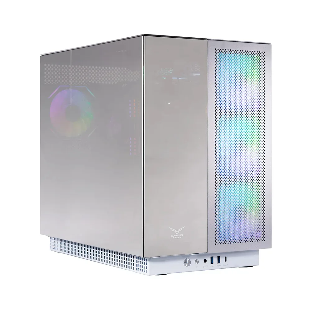 NACEB GABINETE GAMER Full ATX - ATX, MITX, IT ALUMINIO Y CRISTAL TEMPLADO 3 Frontales, 1 Posterior ARGB USB 3.0 x2, USB C x1 HD Audio / Micrófono x1