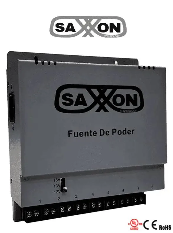 SAXXON ENERGIA PSU1208A - Fuente de poder Regulable Metálica 8 Ch Voltaje de Ajuste 12V 13V o 15V cc Salida 8 Amp en los 8 Canales Máximo 1 Amp canal