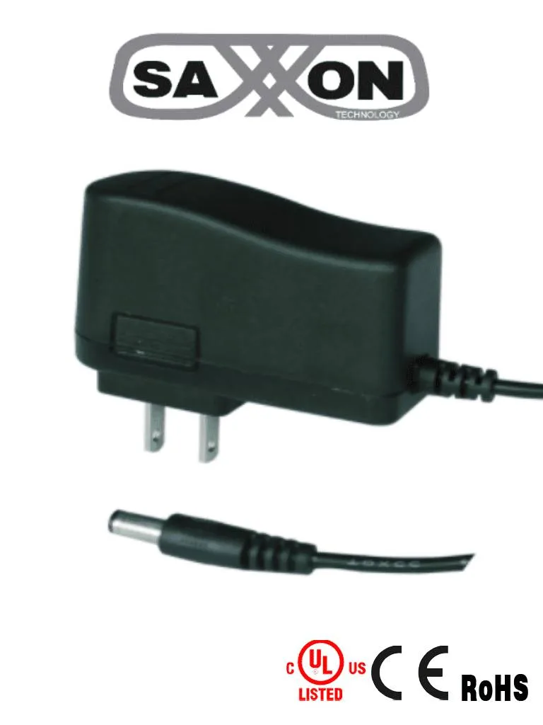 SAXXON PSU1201E - Fuente de Poder Regulada de 12 Vcc 1 Amper/ Conector Macho/ Especial para Camaras de CCTV/ Usos Multiples