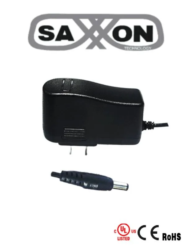 SAXXON PSU12015E - Fuente de Poder Regulada de 12 Vcc 1.5 Amperes/ Conector Macho/ Especial para Camaras de CCTV/ Usos Multiples