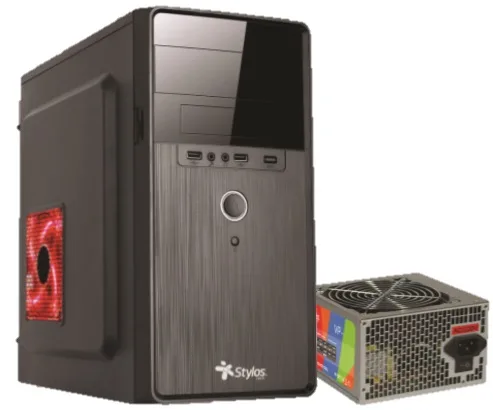 Gabinete Mini con Fuente de Poder Stylos. STPGAC5B Negro