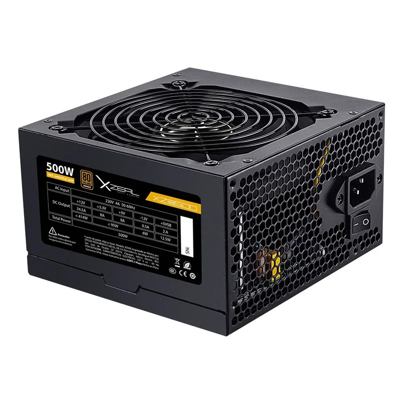 Fuente de Poder XZ500 Atx 500W Negro. XZPS500B Xzeal 500 W