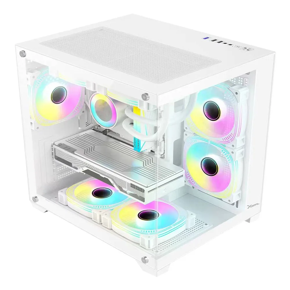 Gabinete Xzeal Panzer II Cubo M-ATX/ITX XZGAMC2W Espacio para Disco Duro 1 x 3.5 HDD - 2 x 2.5 SSD Blanco