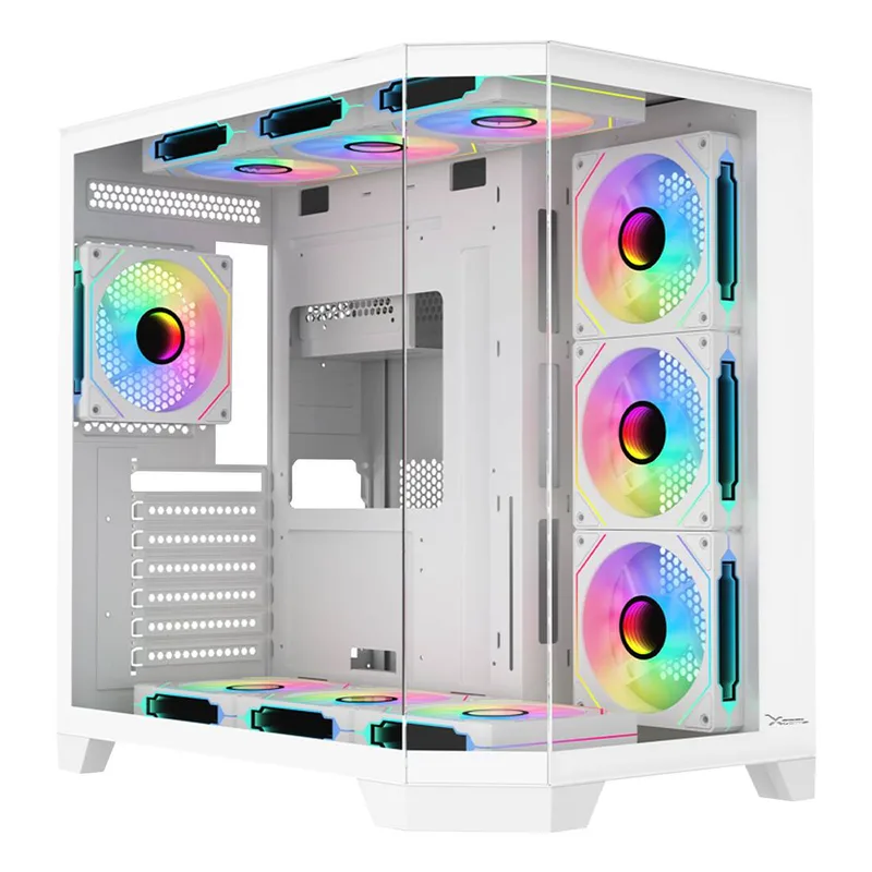 Gabinete Gamer X-Tron Mid Tower Xzeal ATX XZGAXT1W Panel Der. Vidrio + Metal 2xUSB1.0 +1xUSD3.0 +3.5 mm+ 4 ARGB Fans X-Tron XZGAXT1W Blanco