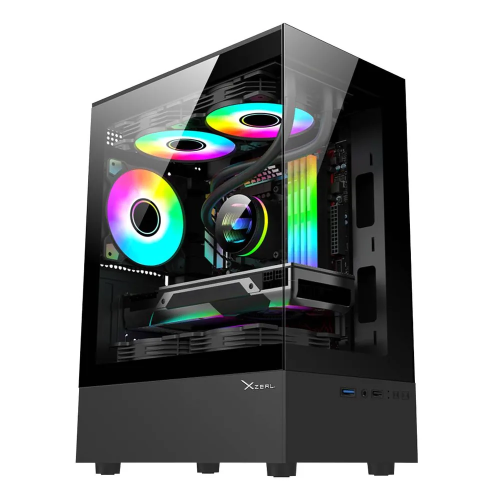 Gabinete Xzeal X-Zynergy M-ATX/ITX XZGAZNY1B Espacios PCI 4 espacios de expansión RGB - Negro X-Zynergy XZGAZNY1B