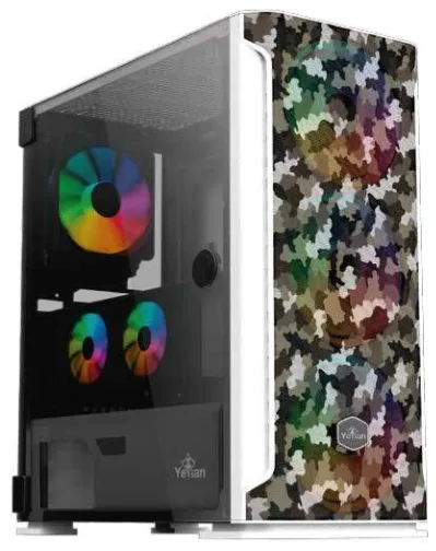 Yeyian Gabinete Hollow Serie 2500 Camuflage Blanco - Media Torre, Itx, Micro Atx, Atx, Eatx, 7 Ranuras de Expansion, sin Vent Inc, YHG-49704 Negro