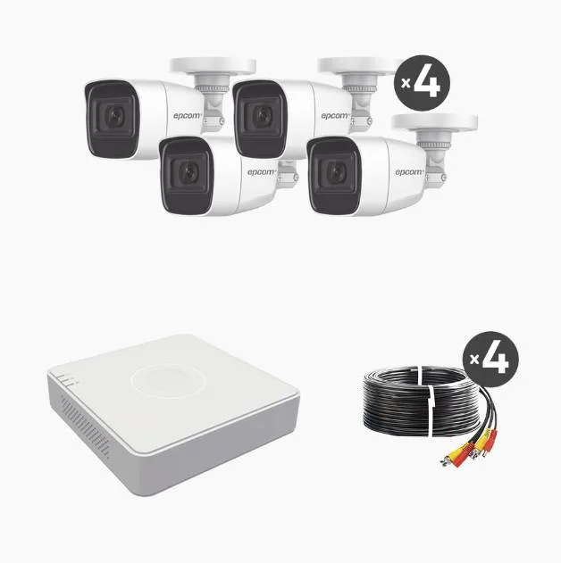 (MICRÓFONO Integrado) Kit TurboHD 1080p Lite / DVR 4 canales / Audio por Coaxitron / 4 Cámaras Bala HIKVISION 1920 x 1080 Pixeles B8-KIT-MIC