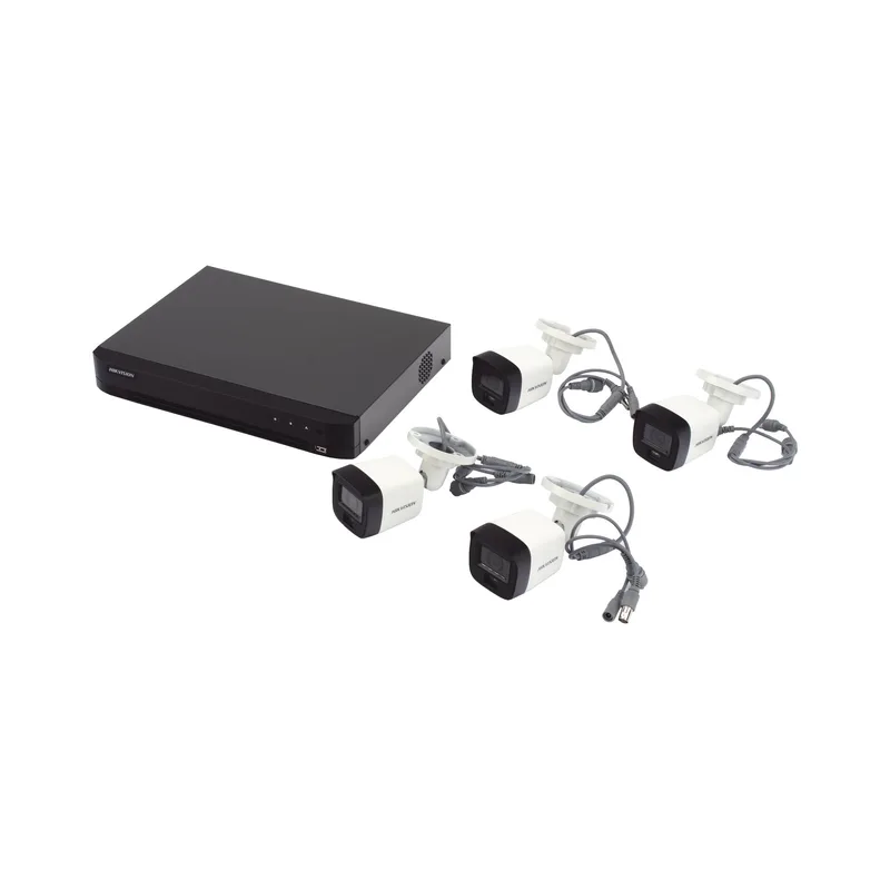 Kit TurboHD 3K (5 Megapixel) - DVR 4 Canales, 4 Cámaras bala Dual Light, Micrófono Integrado HIKVISION 5 MP KIT-3K-DL