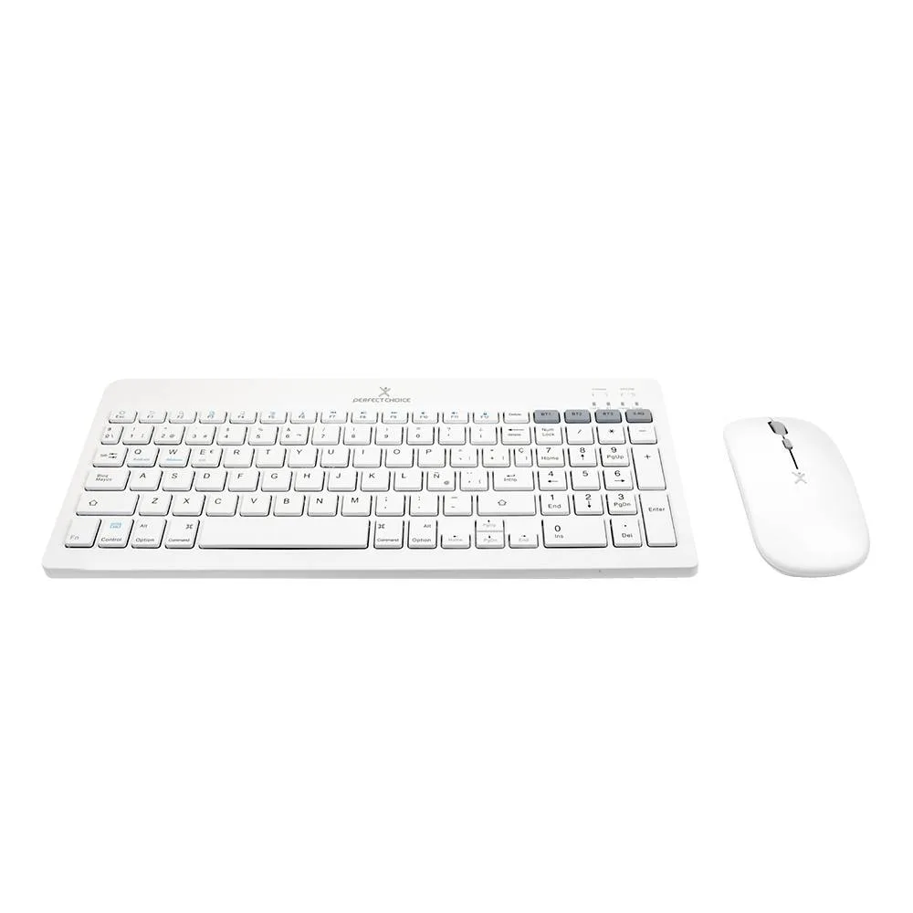 Kit Teclado + Mouse Recargable Inalámbrico+ BT Zebrary Color Blanco | PERFECT CHOICE 1600 DPI PC-201380