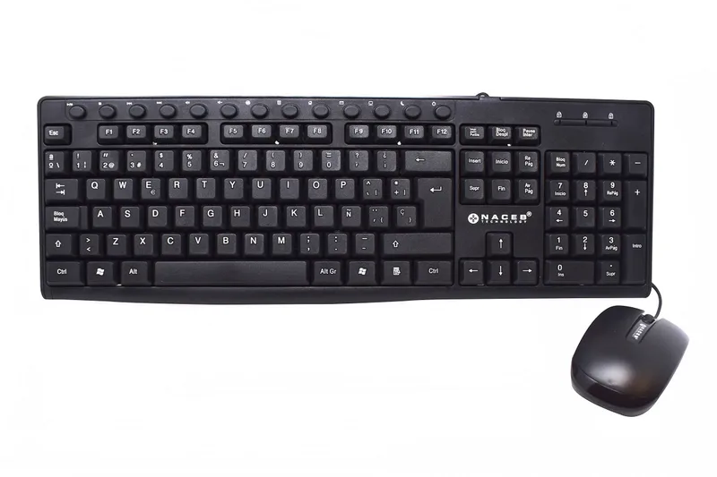Kit de teclado y mouse Naceb Technology - Estándar, Negro NA-112N