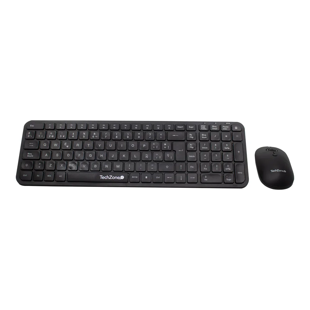 Kit Silent TechZone - combo inalámbrico con conexión USB, mouse 2400 DPI's, teclado con 105 teclas tipo QWERTY 1 año de garantía TZCOMBINA05