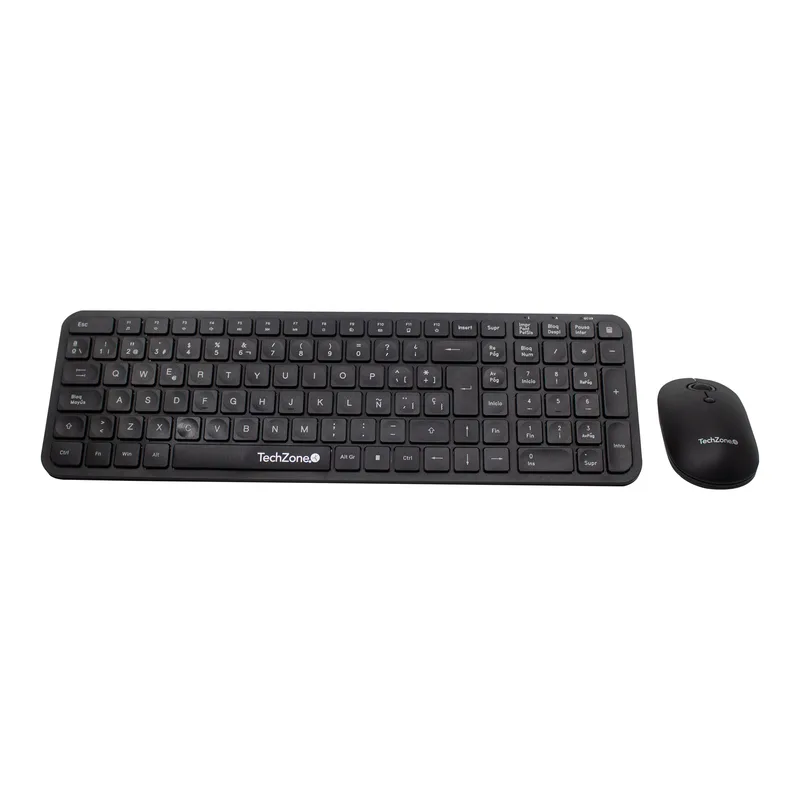 Kit Silent TechZone - combo inalámbrico con conexión USB, mouse 2400 DPI's, teclado con 105 teclas tipo QWERTY 1 año de garantía TZCOMBINA05