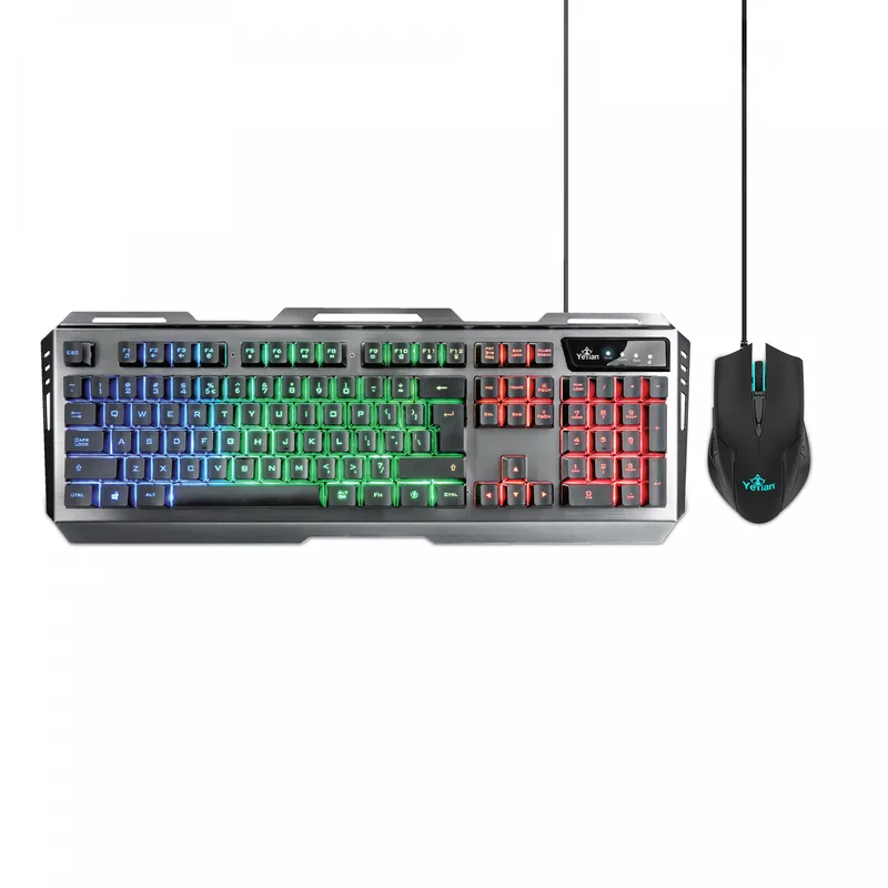 Yeyian Kit de Teclado Y Mouse Gamer Phoenix Serie 3000 - 105 Teclas, Retroiluminacion Led, Usb, Mouse 6 Botones, Sensor Pixat - Modelo. YKP-20706