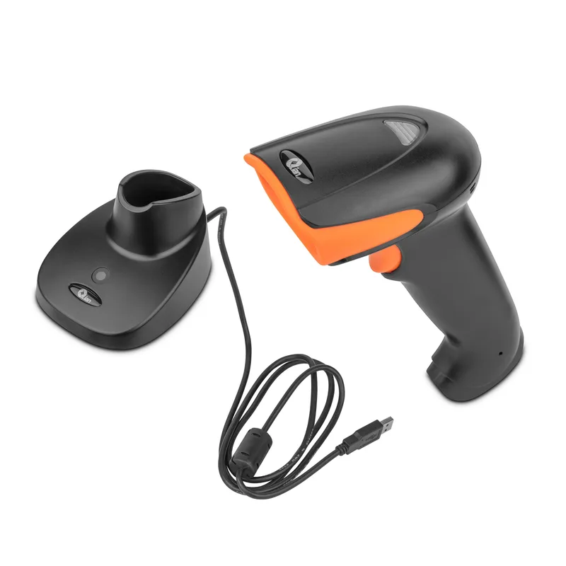 Qian Lector de Codigo de Barras con Base de Carga Inalambrico - 1D, 2D, Bidimensionales, 16HRS D Etrabajo, BT Y 2.4G, Mod. QOB-2DMFE