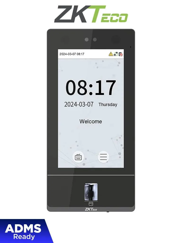 ZKTECO SenseFace 7A - acceso y asistencia para 10K rostros / 10K huellas / 50K tarjetas de 125kHz / TCP/IP / IP65 / Software Gratuito ZKBio Zlink ZK