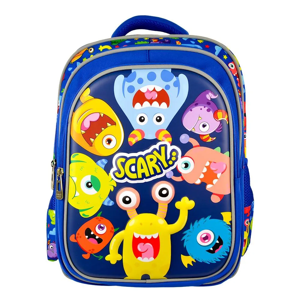 PC-085089 Mochila Escolar Para Niños Múltiples Compartimentos modelo Kiddo Monstruos | PERFECT CHOICE: Diseñada para brindar comodidad Azul