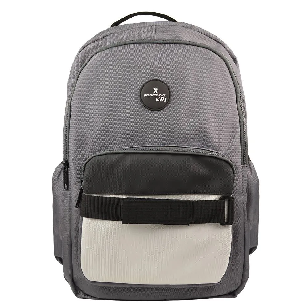 PC-085201 Mochila Escolar Para Niños Múltiples Compartimentos modelo Loopy Color Gris | PERFECT CHOICE