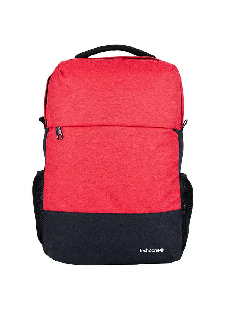 Backpack Strong Orange TechZone de 15.6 pulgadas - múltiples compartimientos, organizador frontal, costuras y asas reforzadas, garantía limitada de