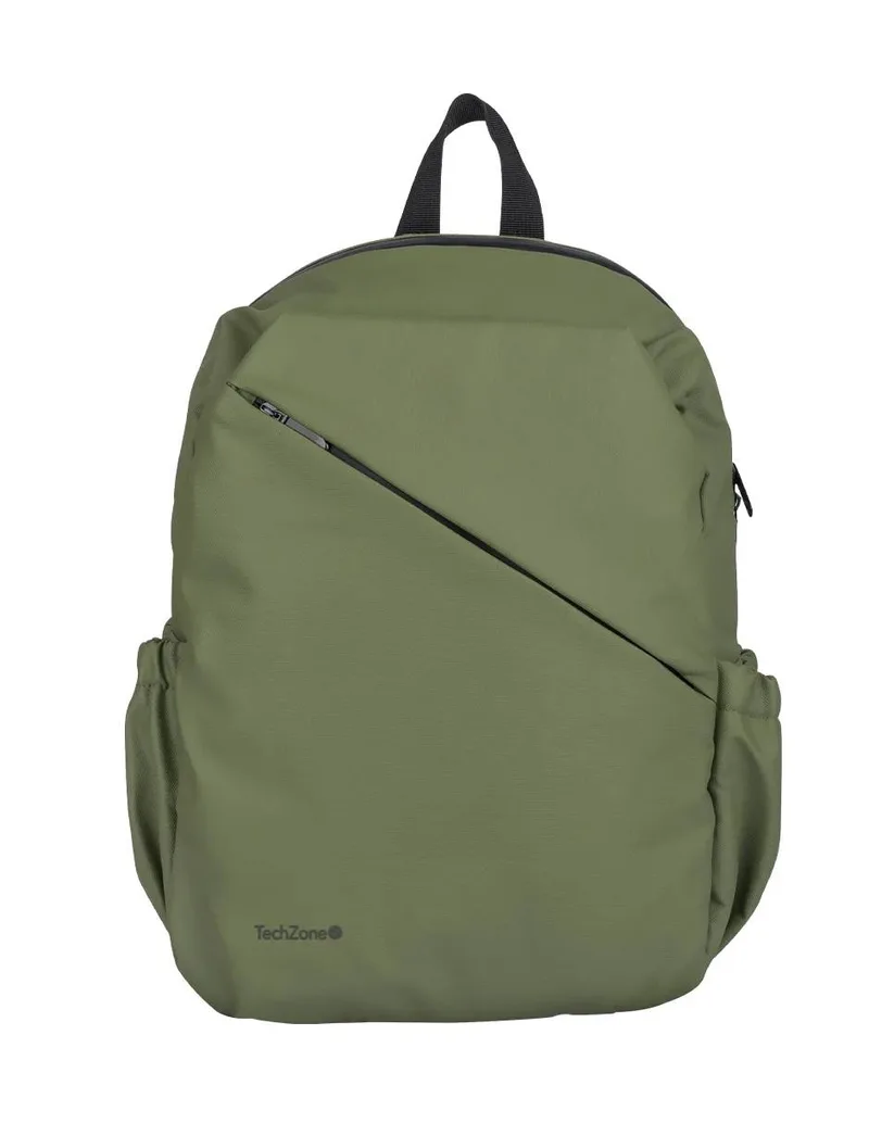 Backpack STYLE TZLBP29-V TECHZONE 16 - resistente a salpicaduras 100 Poliéster, color Verde, GARANTIA LIMITADA DE POR VIDA