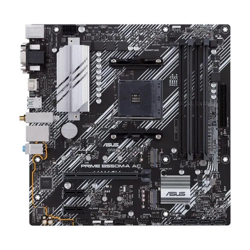 Tarjeta Madre ASUS PRIME B550M-A AC - micro ATX, AMD, Ryzen AM4, PCIe 4, HDMI / D-Sub / DVI, SATA 6 Gbps, USB 3.2 Gen 2, Aura Sync 128 GB