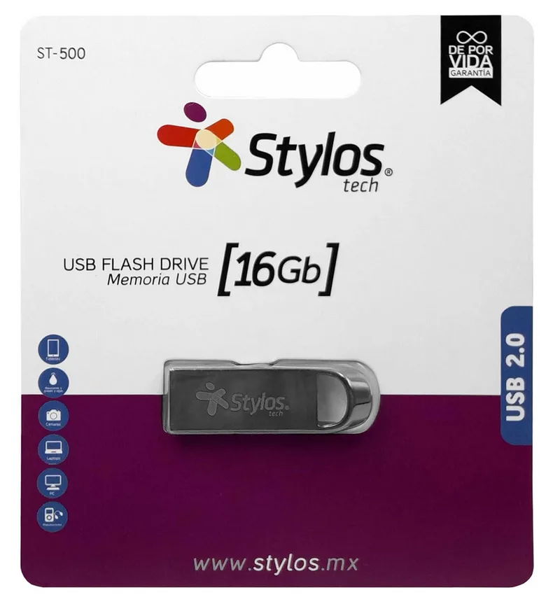 Memoria USB 2.0 16GB Stylos. STMUS516B 16 GB