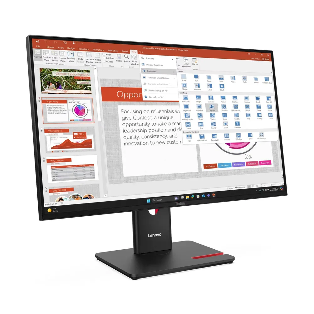 Monitor Lenovo ThinkVision T27-40 - 27 pulgadas FHD, Resolución 1920x1080, Tiempo de respuesta de 4 ms, Color Negro, Garantía de 3 años 1920 x 1080